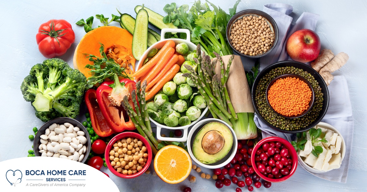 An array of healthy food represents a diabetes-friendly diet.